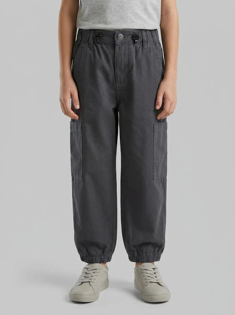 Benetton Dark Gray Boys Parachute Cargo Pants SKU: 456SGF01R_10N Image 00