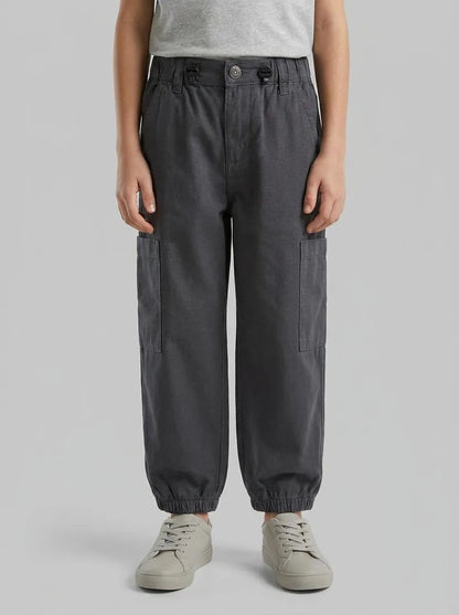 Benetton Dark Gray Boys Parachute Cargo Pants SKU: 456SGF01R_10N Image 00