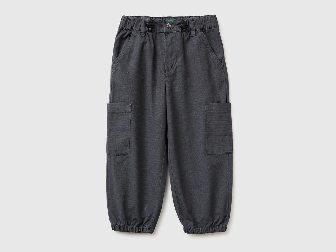Benetton Dark Gray Boys Parachute Cargo Pants SKU: 456SGF01R_10N Image 01