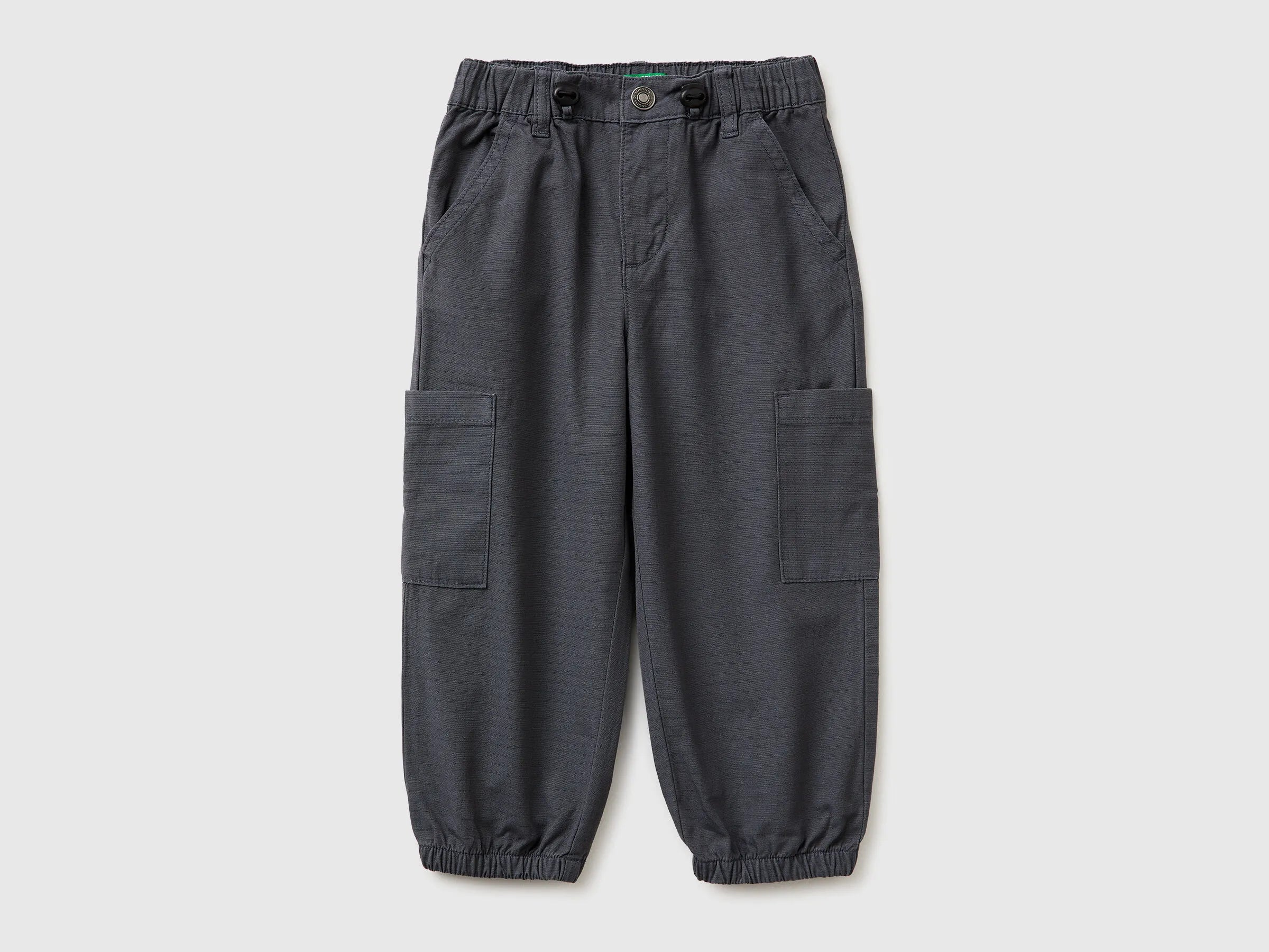 Benetton Dark Gray Boys Parachute Cargo Pants SKU: 456SGF01R_10N Image 01