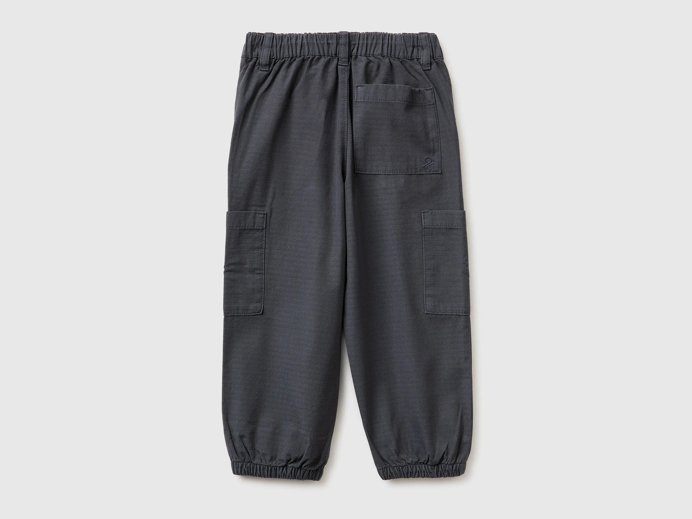 Benetton Dark Gray Boys Parachute Cargo Pants SKU: 456SGF01R_10N Image 02