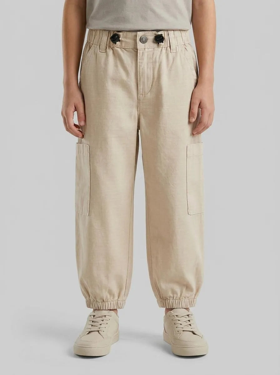Benetton Beige Boys Parachute Cargo Pants SKU: 456SGF01R_152 Image 00
