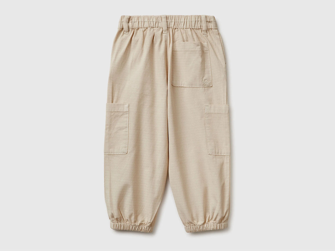 Benetton Beige Boys Parachute Cargo Pants SKU: 456SGF01R_152 Image 02