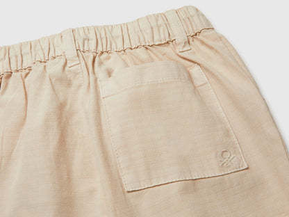 Benetton Beige Boys Parachute Cargo Pants SKU: 456SGF01R_152 Image 03