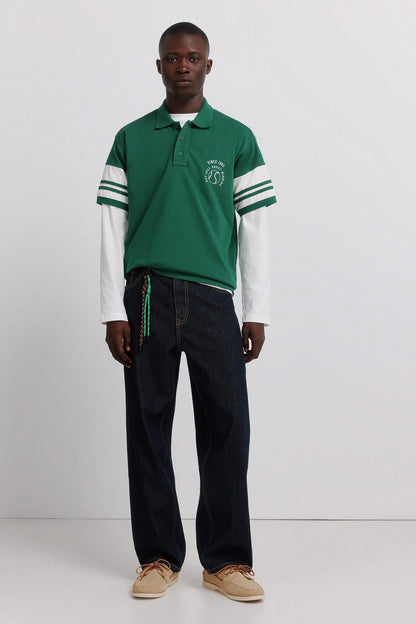 Springfield Green Men PiquŽ Block Contrast Sleeve Regular Fit Polo Shirt SKU: 4583282_25 Image 03