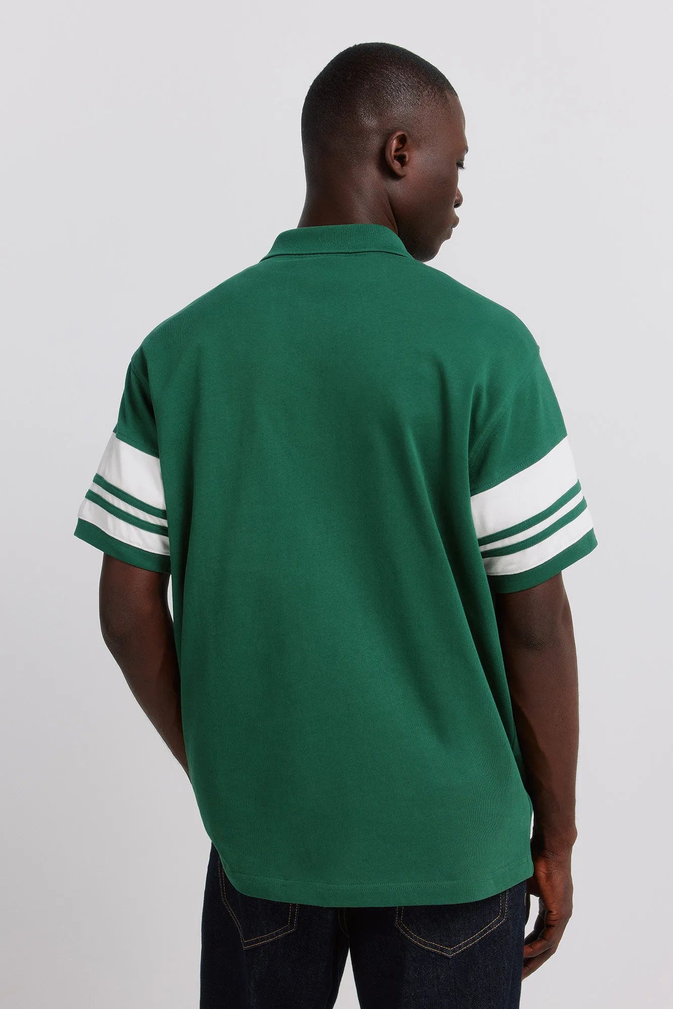 Springfield Green Men PiquŽ Block Contrast Sleeve Regular Fit Polo Shirt SKU: 4583282_25 Image 05