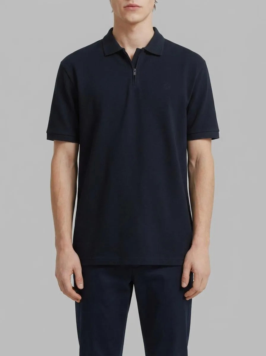 Springfield Blue Men PiquŽ Zip Regular Fit Polo Shirt SKU: 4583288_10 Image 00