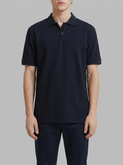 Springfield Blue Men PiquŽ Zip Regular Fit Polo Shirt SKU: 4583288_10 Image 00