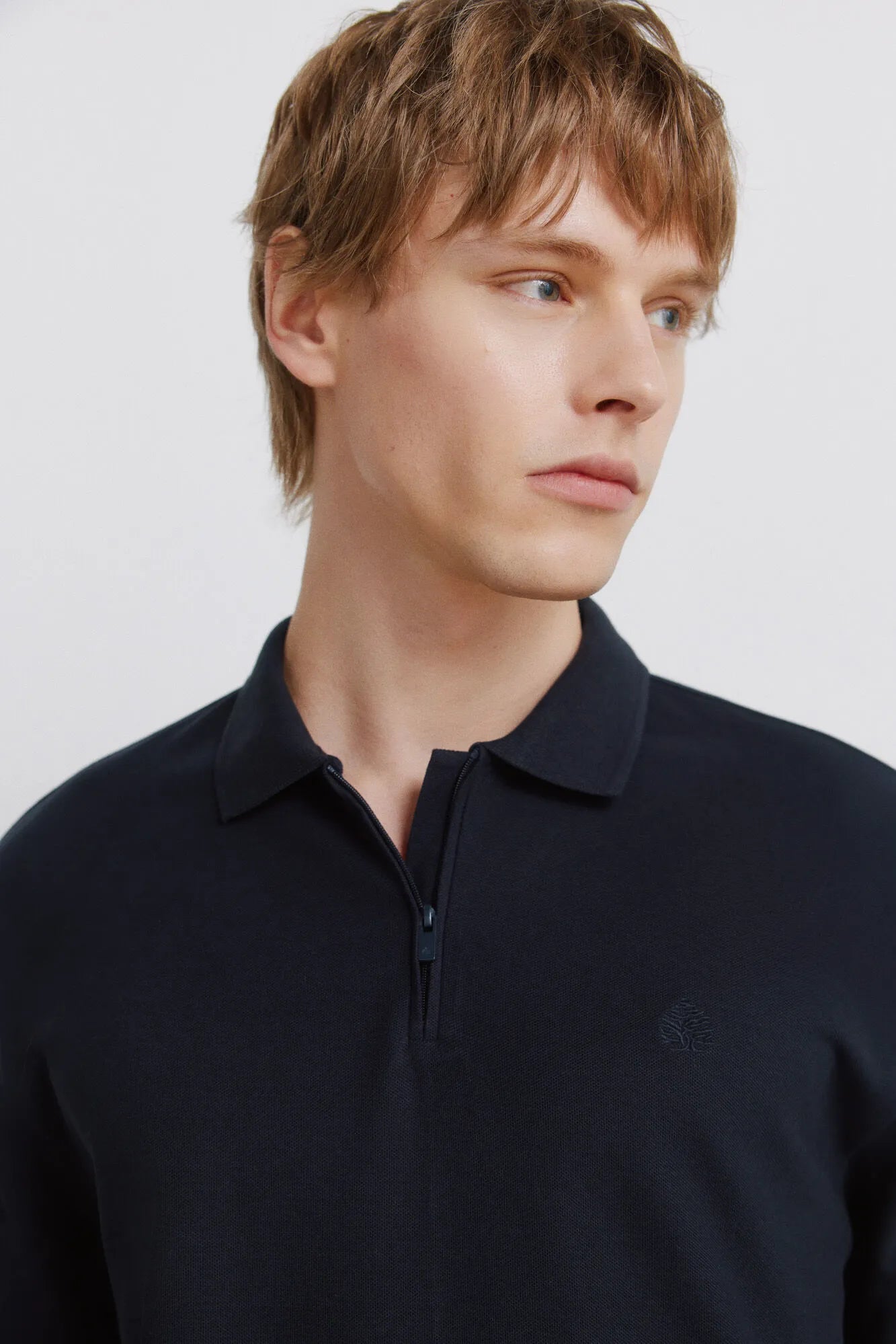 Springfield Blue Men PiquŽ Zip Regular Fit Polo Shirt SKU: 4583288_10 Image 03