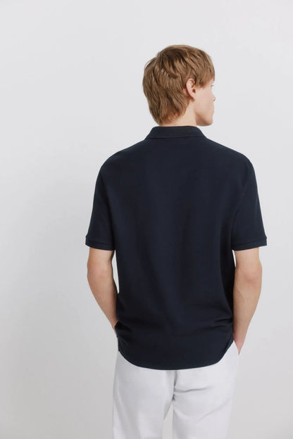 Springfield Blue Men PiquŽ Zip Regular Fit Polo Shirt SKU: 4583288_10 Image 04
