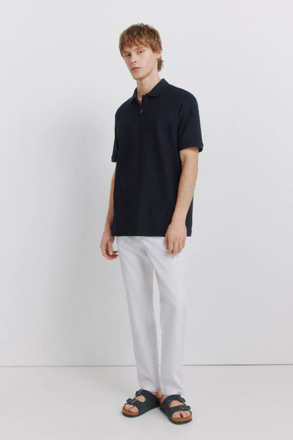 Springfield Blue Men PiquŽ Zip Regular Fit Polo Shirt SKU: 4583288_10 Image 05