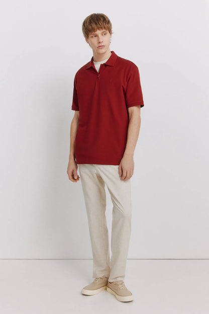 Springfield Orange Men PiquŽ Zip Regular Fit Polo Shirt SKU: 4583288_65 Image 02