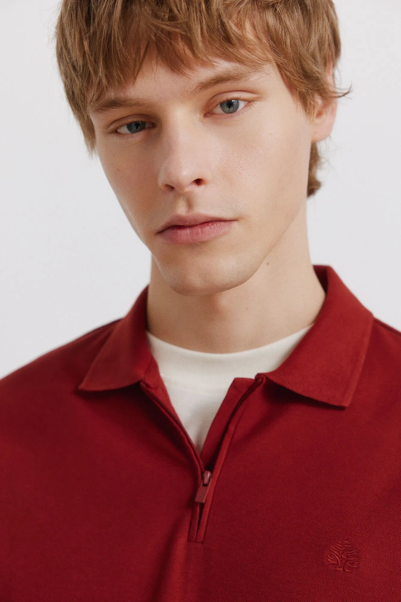 Springfield Orange Men PiquŽ Zip Regular Fit Polo Shirt SKU: 4583288_65 Image 03