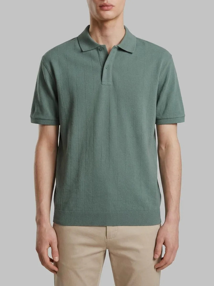 Springfield Green Men Striped Regular Fit Polo Shirt SKU: 4583291_23 Image 00