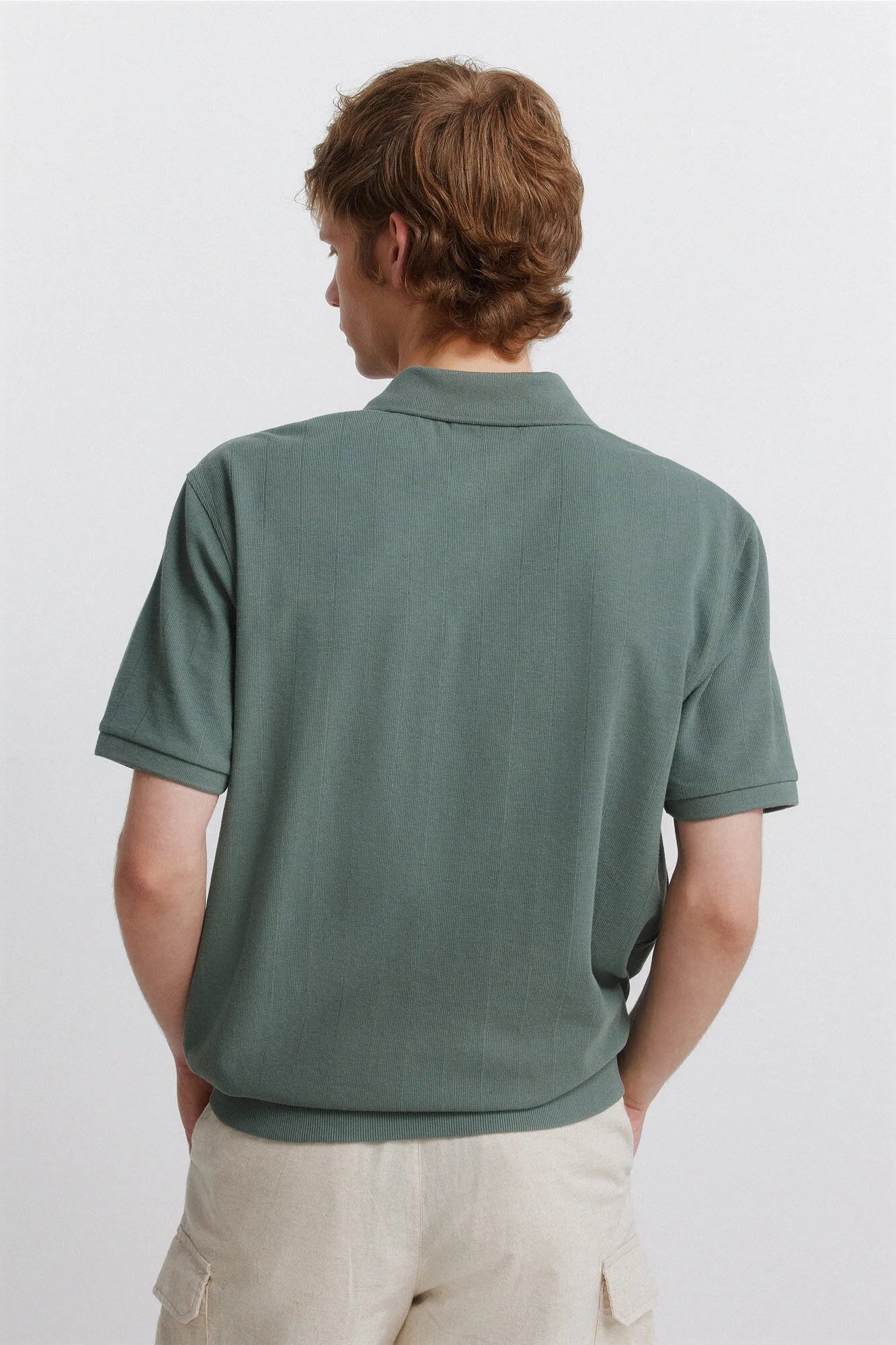 Springfield Green Men Striped Regular Fit Polo Shirt SKU: 4583291_23 Image 04