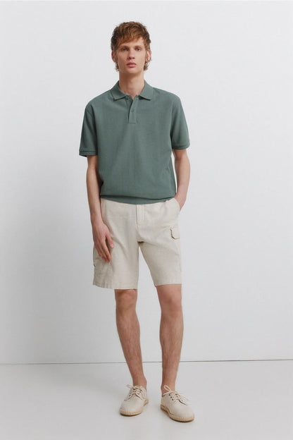 Springfield Green Men Striped Regular Fit Polo Shirt SKU: 4583291_23 Image 05