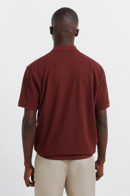 Springfield Red Men Striped Regular Fit Polo Shirt SKU: 4583291_66 Image 03