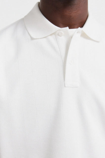 Springfield White Men Striped Regular Fit Polo Shirt SKU: 4583291_96 Image 03