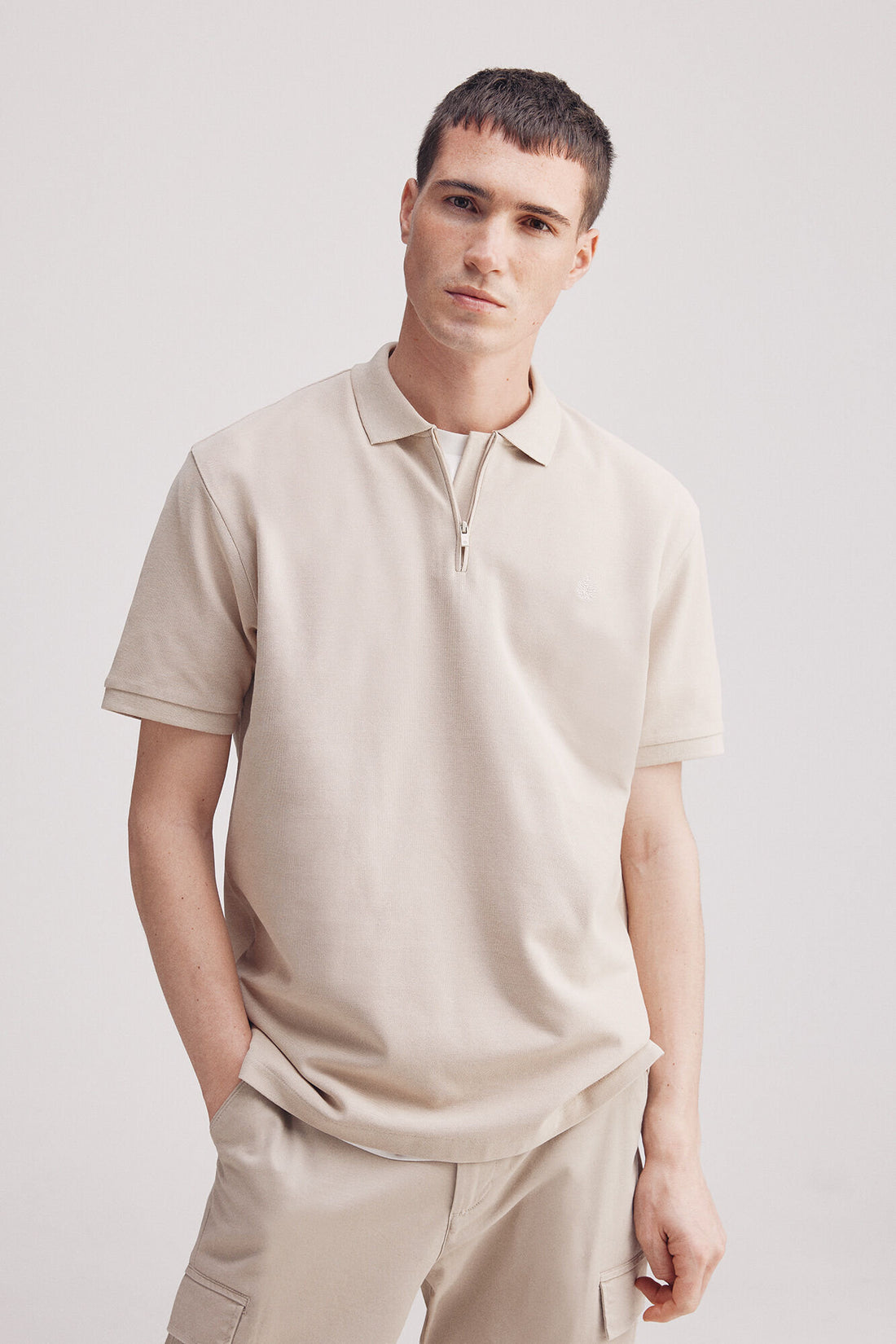 Springfield_Regular Fit Zip Fastening PiquŽ Polo_4589102_37_01