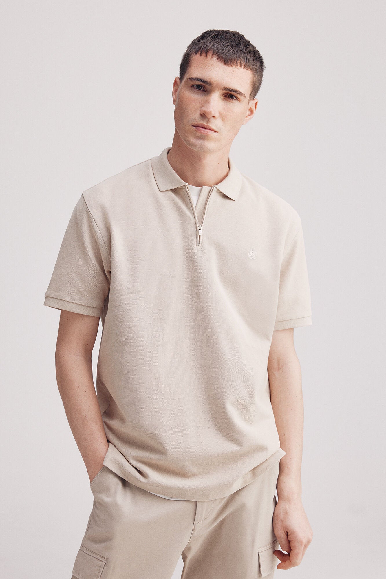 Springfield_Regular Fit Zip Fastening PiquŽ Polo_4589102_37_01