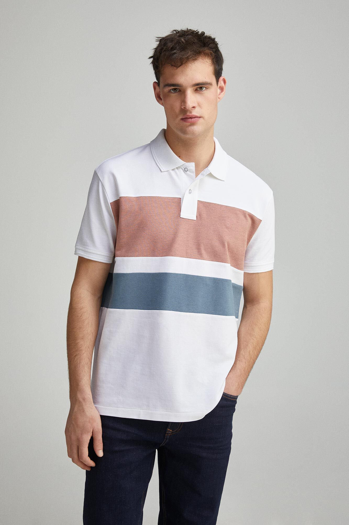 Springfield_Regular Fit Color Block PiquŽ Polo_4589105_99_01