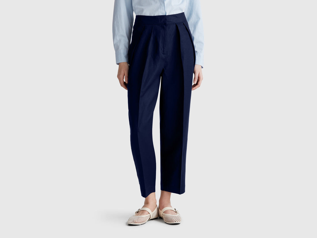 Benetton_Wide Trousers in Linen Blend_45BVDF09B_252_02