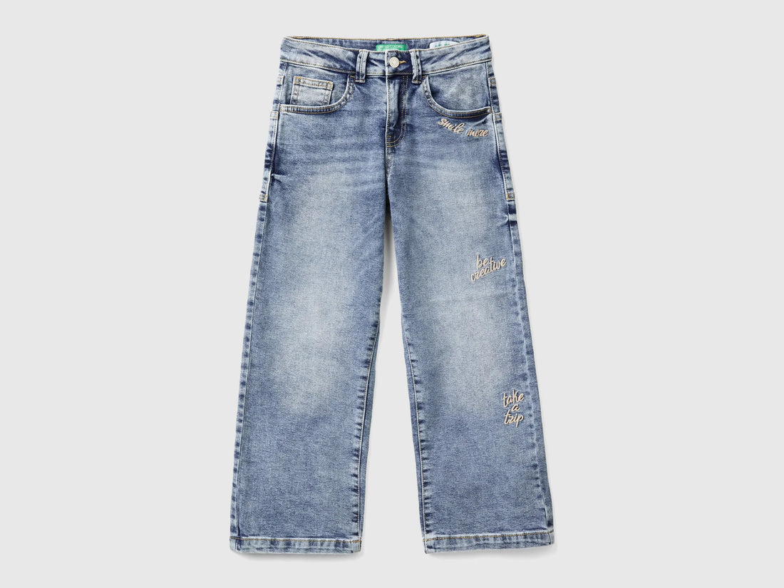Benetton Blue Girls Straight Leg Jeans in Denim SKU: 45ONCE03C_901 Image 01