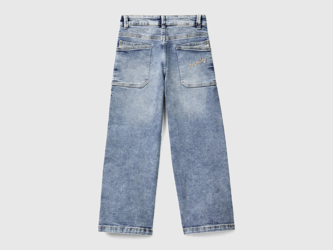 Benetton Blue Girls Straight Leg Jeans in Denim SKU: 45ONCE03C_901 Image 02
