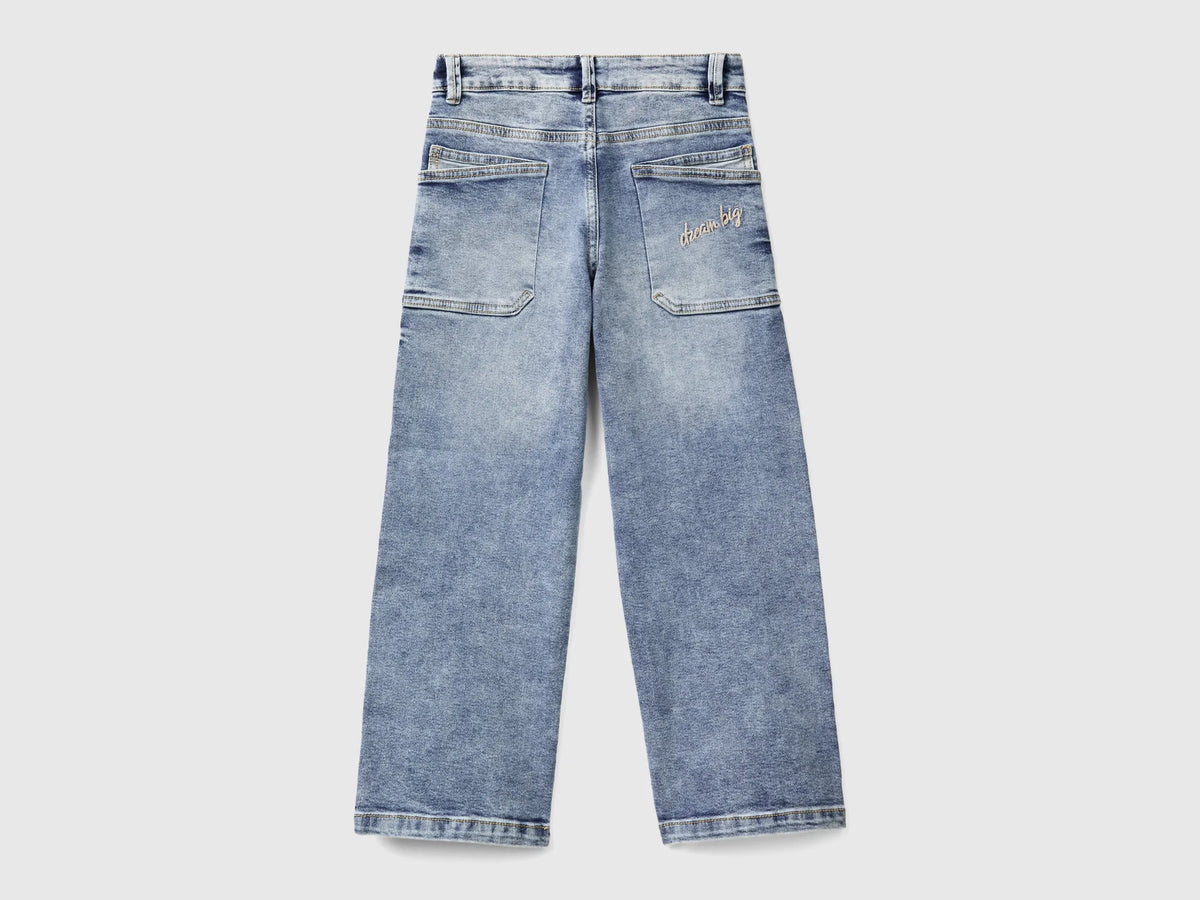 Benetton Blue Girls Straight Leg Jeans in Denim SKU: 45ONCE03C_901 Image 02