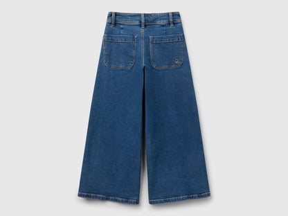 Benetton Blue Girls Cotton Blend Jeans SKU: 45ONCE03R_901 Image 02