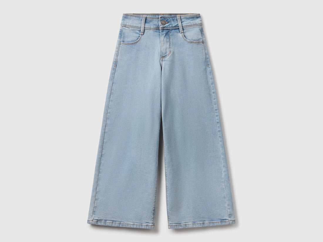 Benetton Light Blue Girls Cotton Blend Jeans SKU: 45ONCE03R_902 Image 01