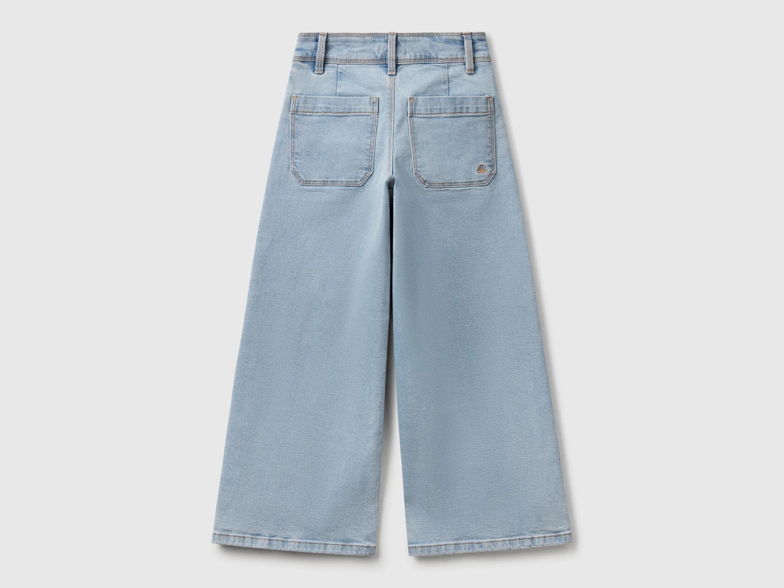 Benetton Light Blue Girls Cotton Blend Jeans SKU: 45ONCE03R_902 Image 02