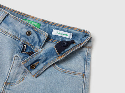 Benetton Light Blue Girls Cotton Blend Jeans SKU: 45ONCE03R_902 Image 03