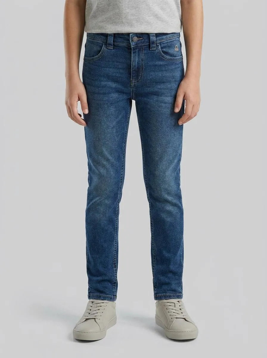 Benetton Dark Blue Boys Slim Fit Jeans SKU: 45ONGE01X_901 Image 00