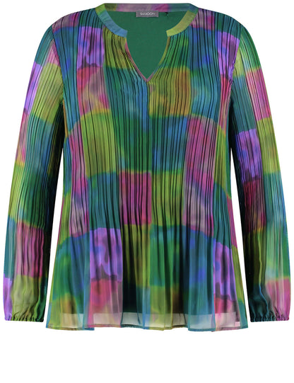 Samoon_Dark Green Patterned_Blouse 1/1 Sleeve_460020-84018_5762_01