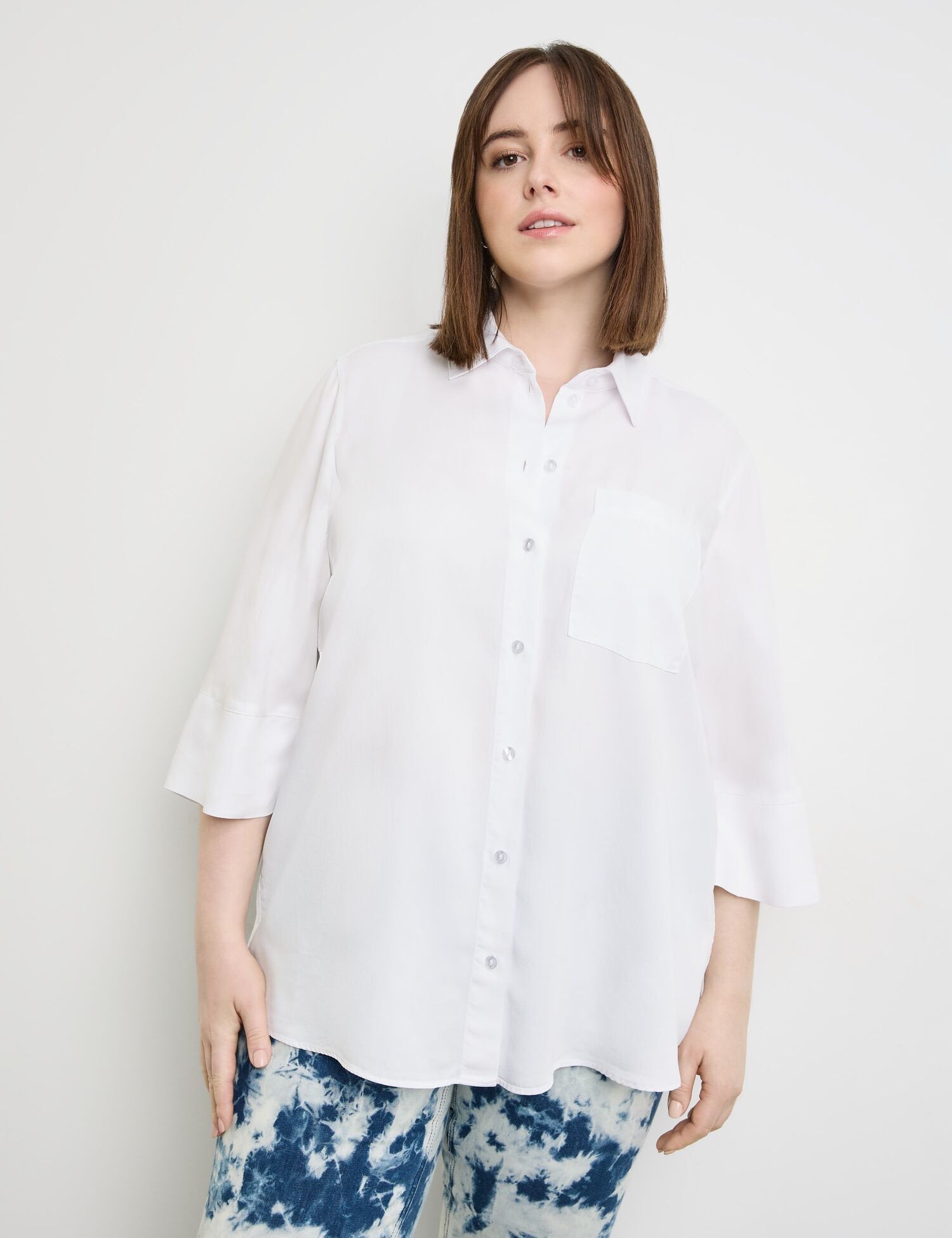 3/4 Sleeve Blouse Made Of Tencelª Lyocell_460044-21068_9600_01