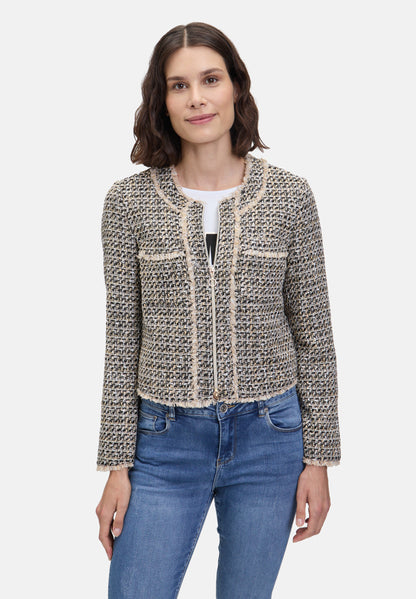 Betty Barclay_Black/Beige_Fringed Blazer Jacket_4606-1477_9875_02