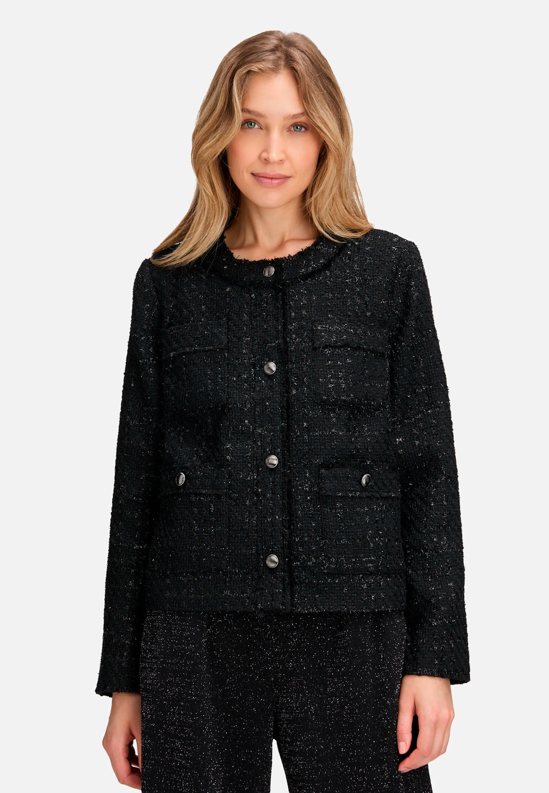 Betty Barclay_Black_Blazer Jacket with Fringe_4625-1652_9045_01