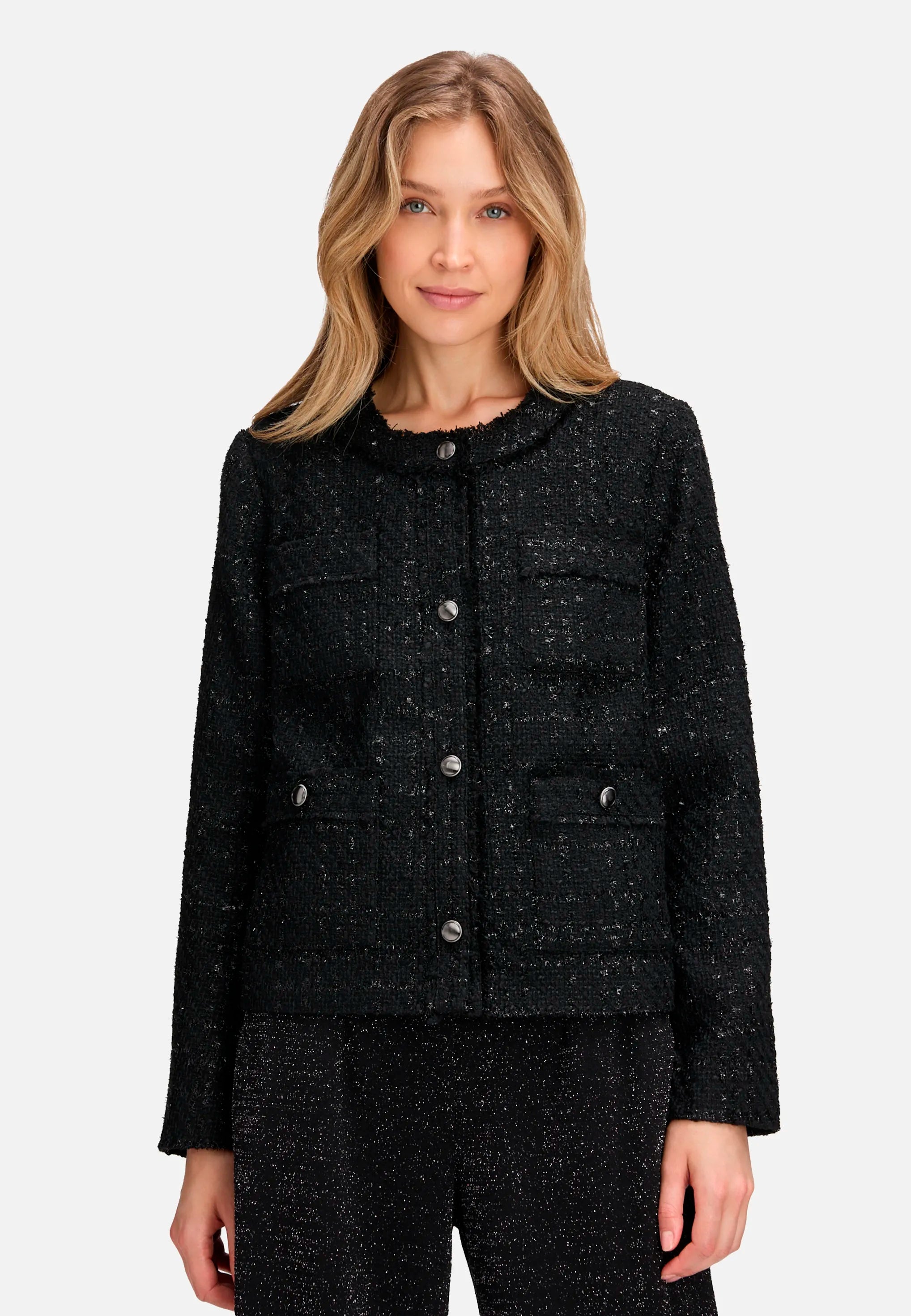 Betty Barclay_Black_Blazer Jacket with Fringe_4625-1652_9045_01