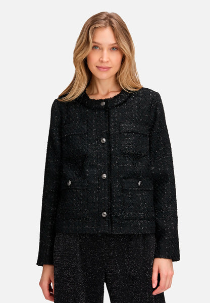 Betty Barclay_Black_Blazer Jacket with Fringe_4625-1652_9045_01