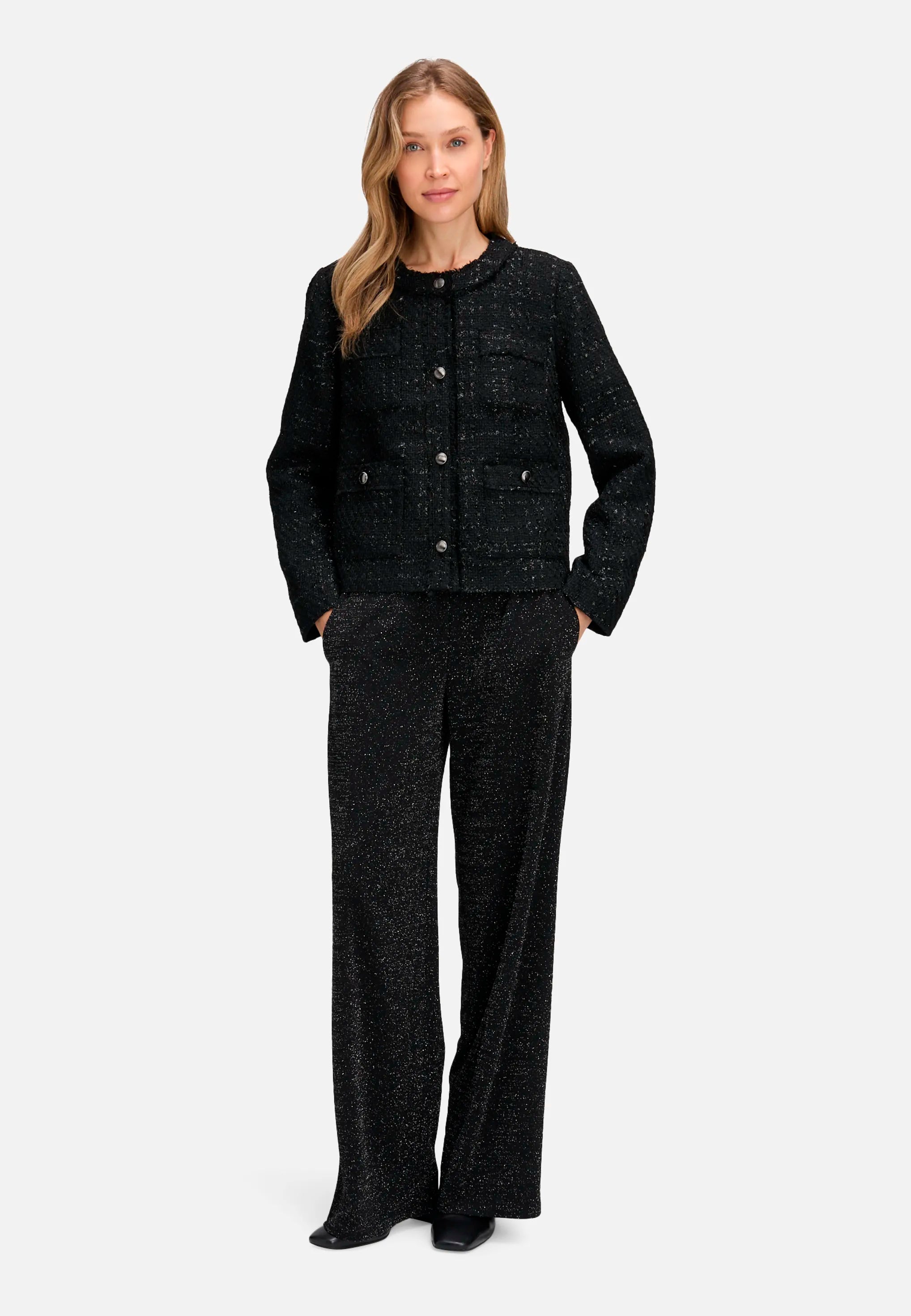 Betty Barclay_Black_Blazer Jacket with Fringe_4625-1652_9045_02