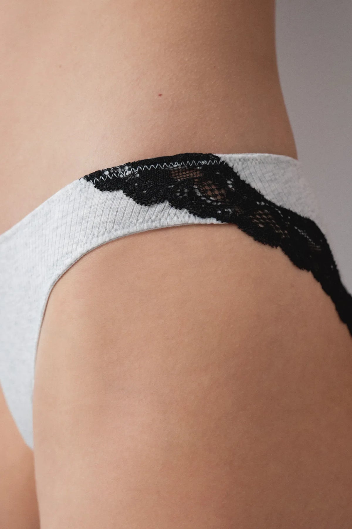 Women Secret Medium Grey Women Grey Ribbed Cotton Classic Panty SKU: 4634288_46 Image 03