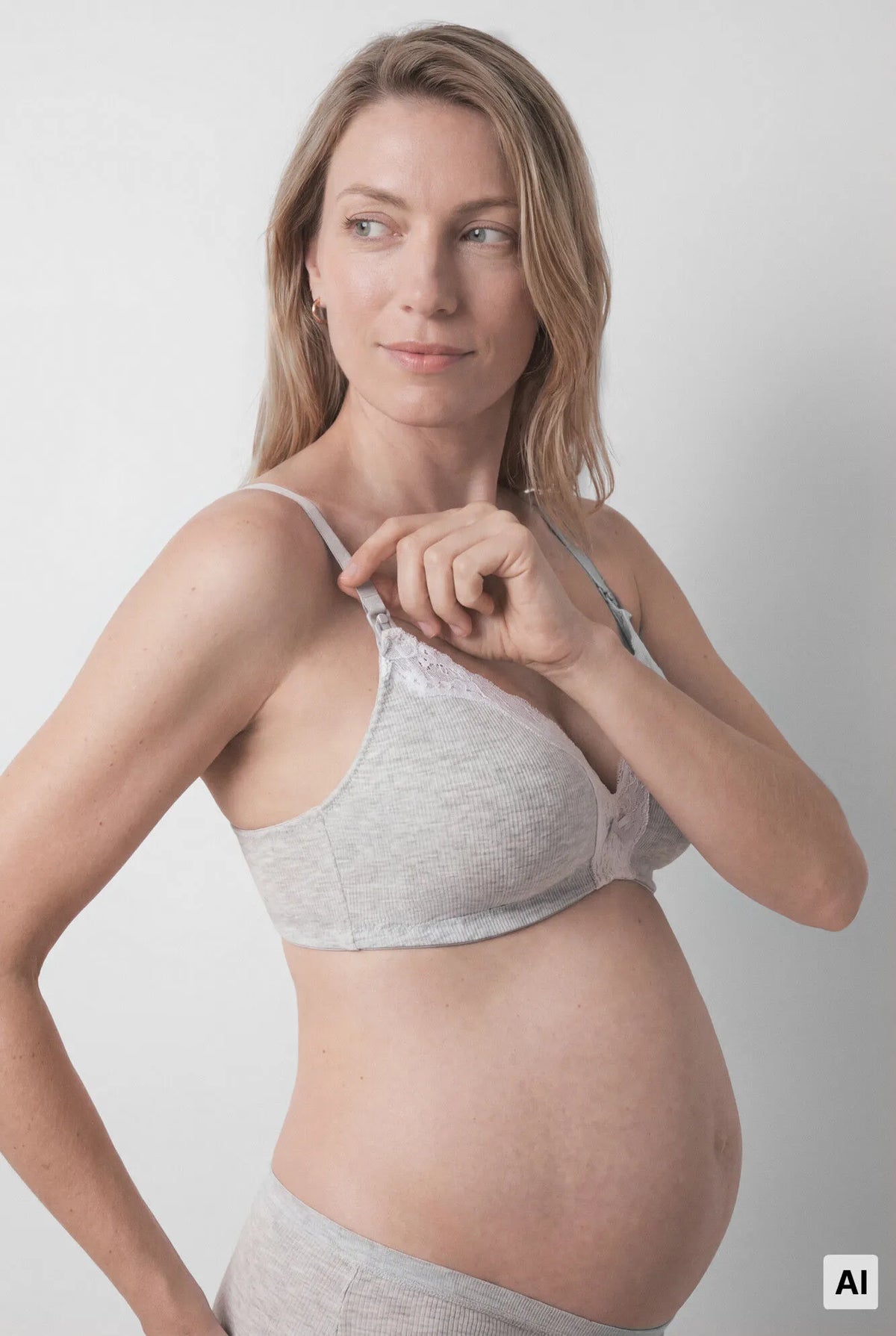 Women Secret Dark Grey Women Grey Cotton Triangle "Maternity" Bra CHARMING SKU: 4654626_41 Image 01