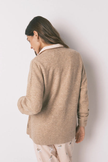 Women Secret_Light Brown_Pink Knit Short Plain Cardigan_4683596_32_08