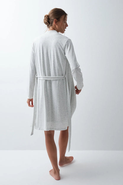 Women Secret Light Grey/Silver Women Grey Long Robe with Belt SKU: 4684176_48 Image 04