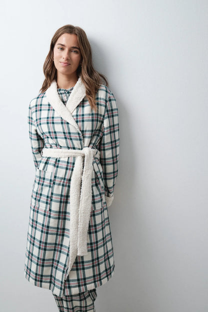 Women Secret Ivory Women Plaid Faux Fur Long Robe SKU: 4684190_96 Image 03
