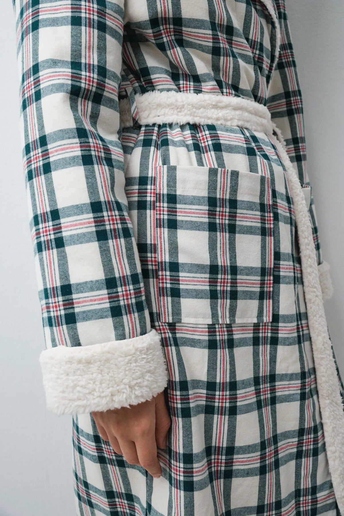 Women Secret Ivory Women Plaid Faux Fur Long Robe SKU: 4684190_96 Image 04