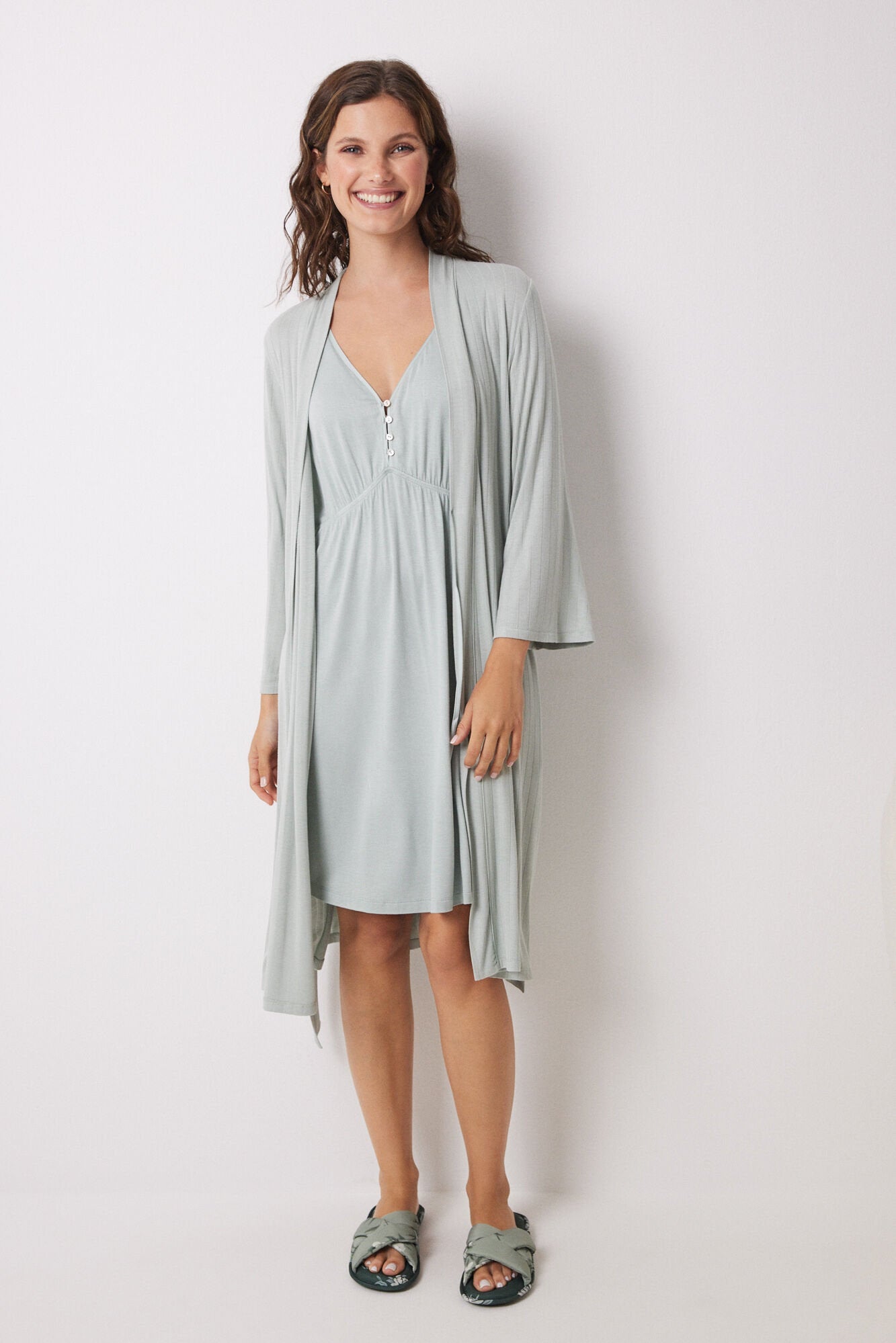 Long Green Soft Touch Robe_01