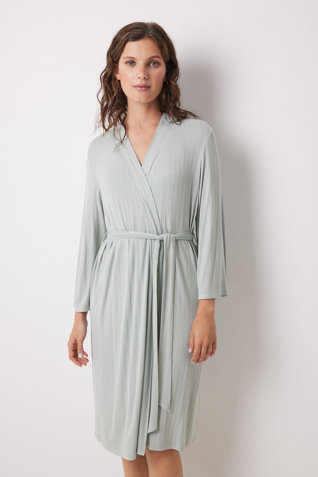 Long Green Soft Touch Robe_03