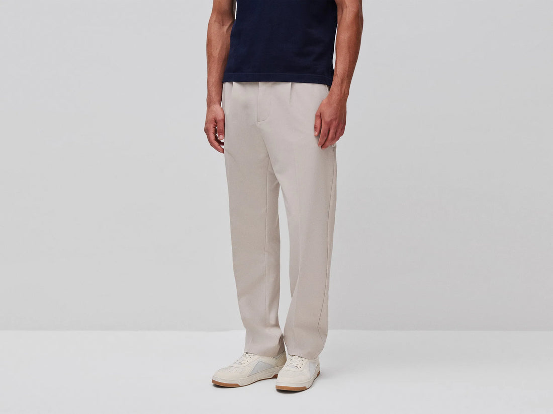 Benetton Beige Men Trousers with Pleats and Creases SKU: 46A3UF06E_312 Image 02